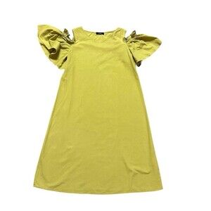 Y2K W Closet Dress fairycore yellow peekaboo off shoulder ruffle bell sleeve M